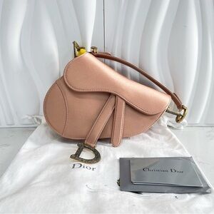 Dior Blush Satin Saddle Bag with Crystal Embellishment